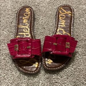 Sam Edelman Granada Women's croco Fuchsia Buckle Slide Sandals